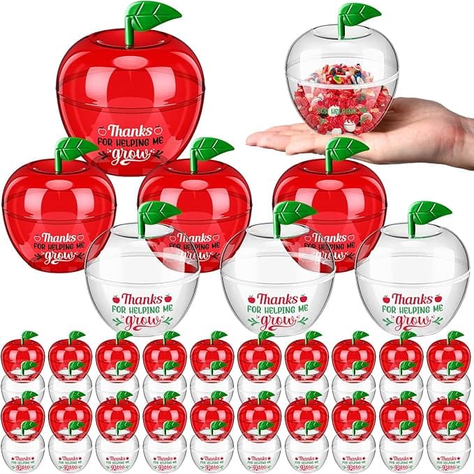 Envase en forma de manana transparente y roja